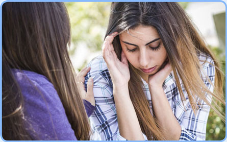 young girld talking with friend